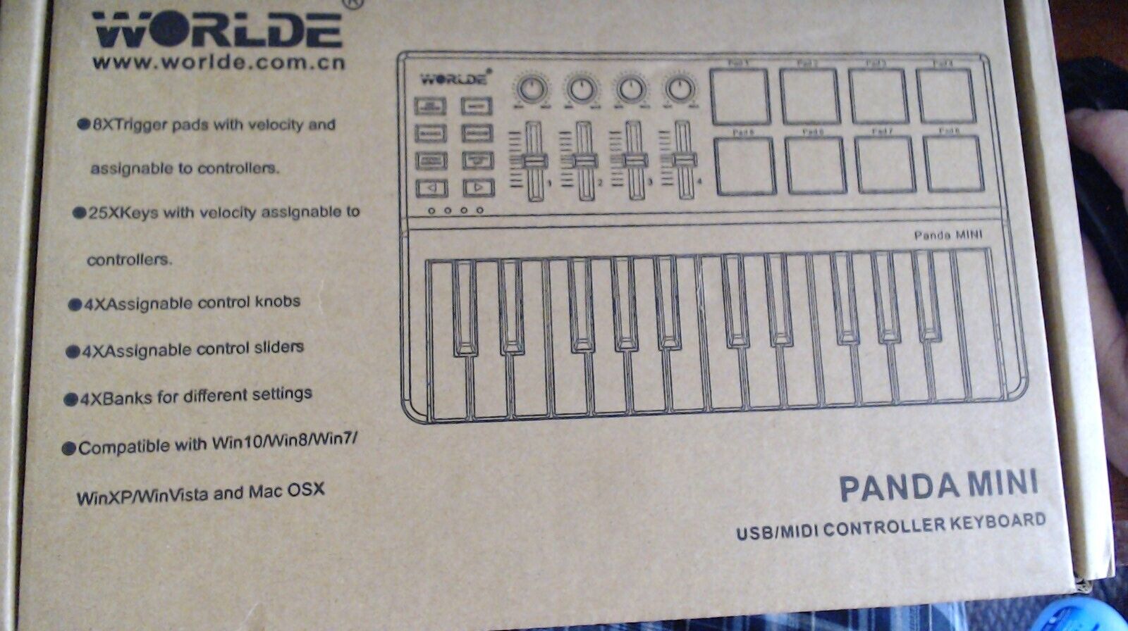 Worlde Panda Mini Black White 100mA 25 Key Portable USB MIDI Controller Keyboard - Fresh Stock Dated December 2025