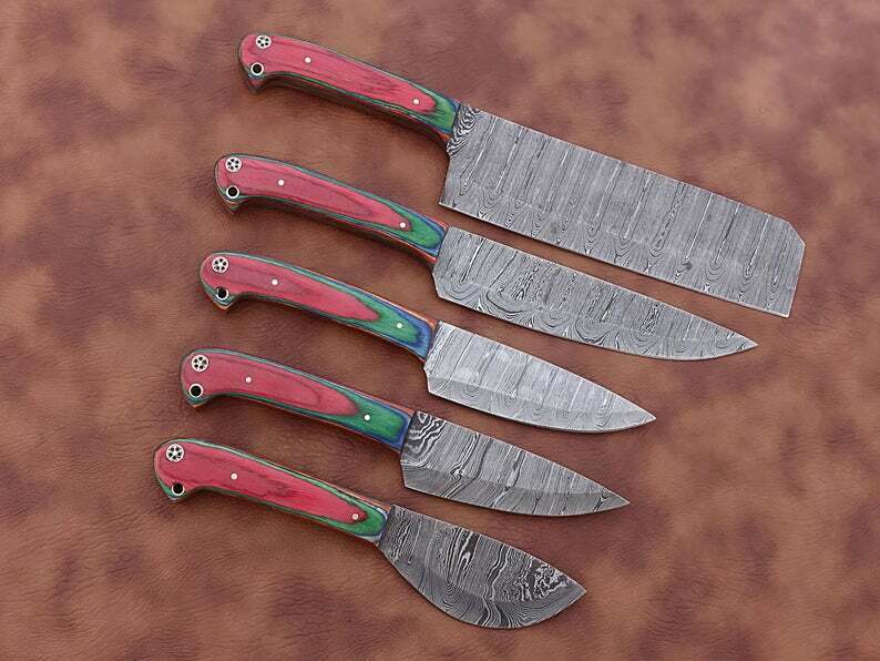 Handmade Damascus kitchen knives set , chef knife set  , Best Gift For Mother - Fresh Stock Dated January 2026