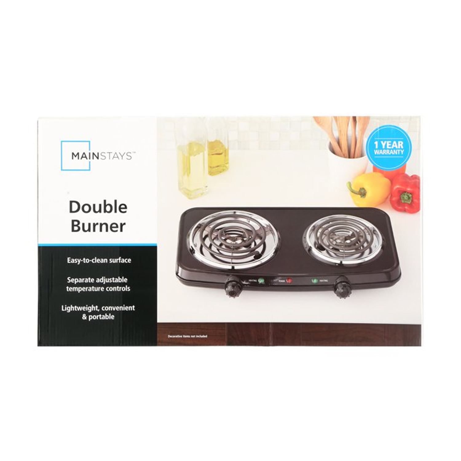 Mainstays Double Burner, 120V~ 1800W, Portable, Easy to Cook, Elegant Classic De - Fresh Stock Dated January 2026