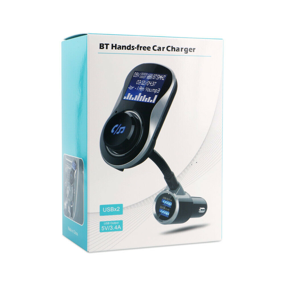 Bluetooth Car FM Transmitter MP3 Player Hands free Radio Adapter Kit USB Charger - Fresh Stock Dated December 2025