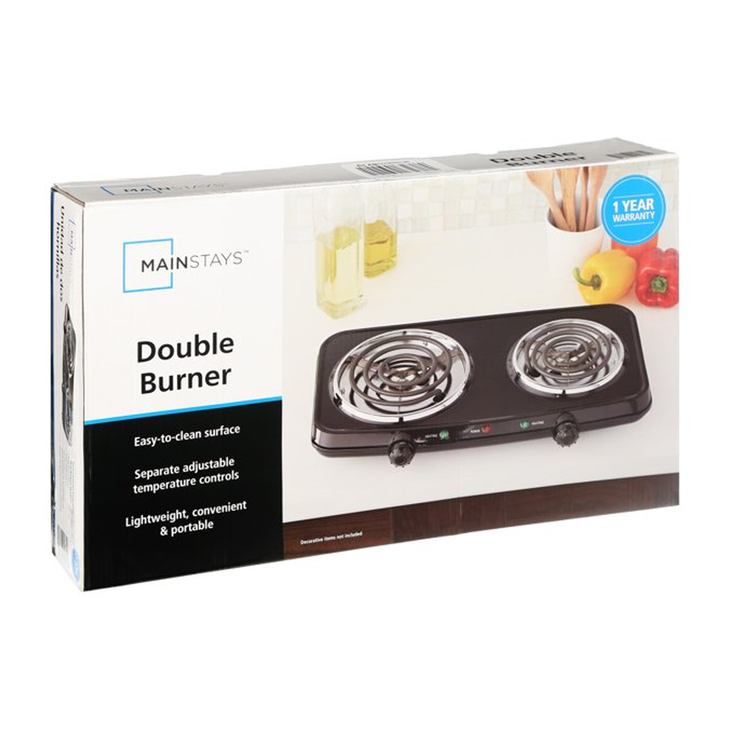 Mainstays Double Burner, 120V~ 1800W, Portable, Easy to Cook, Elegant Classic De - Fresh Stock Dated January 2026