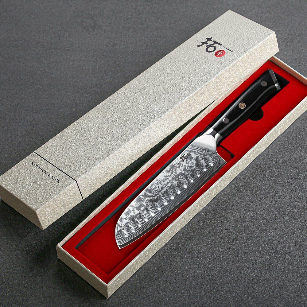 TURWHO 7inch Santoku Knife 67-Layer Japanese VG10 Damascus Steel Kitchen Knife - Fresh Stock Dated January 2026