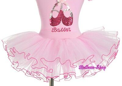 Pink Sequined Ballet Tutu Dance Costume Fairy Fancy Dress Leotard Sz 4T-5 BA060 - Fresh Stock Dated December 2025