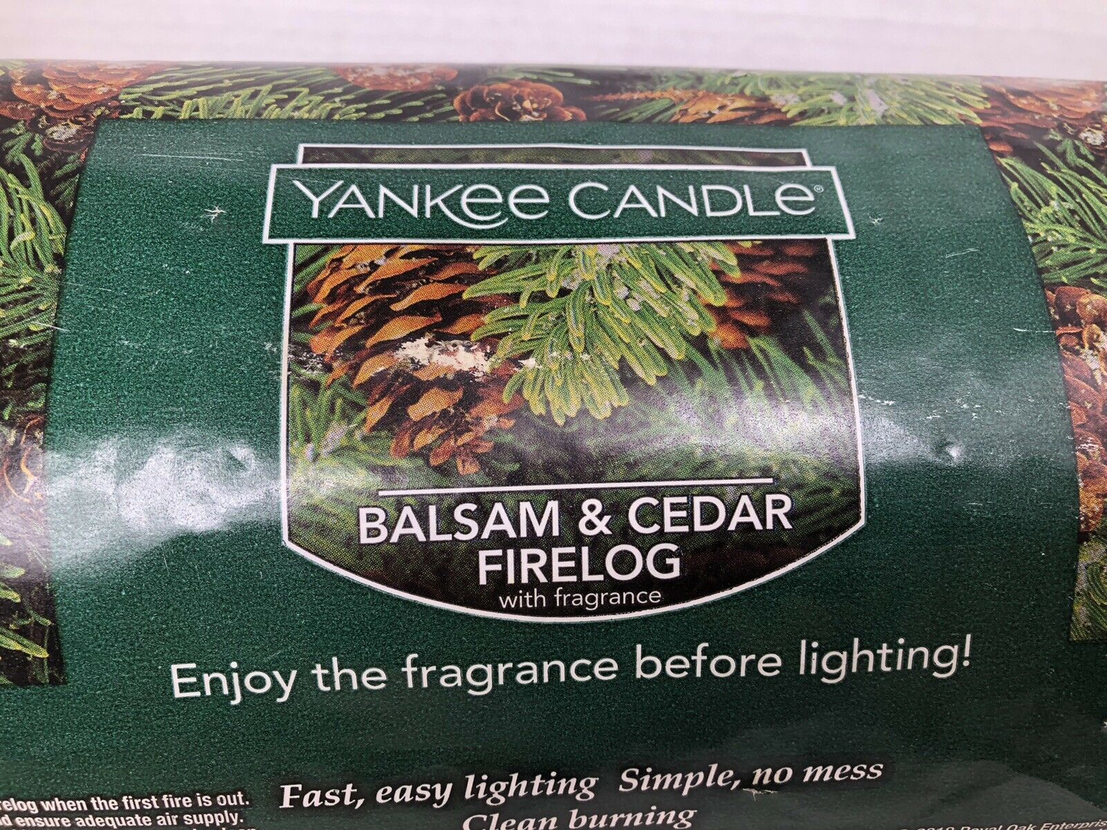 Yankee Candle Balsam & Cedar Firelog Fragrance Scented Fire Log 3 Hour Burn - Fresh Stock Dated December 2025