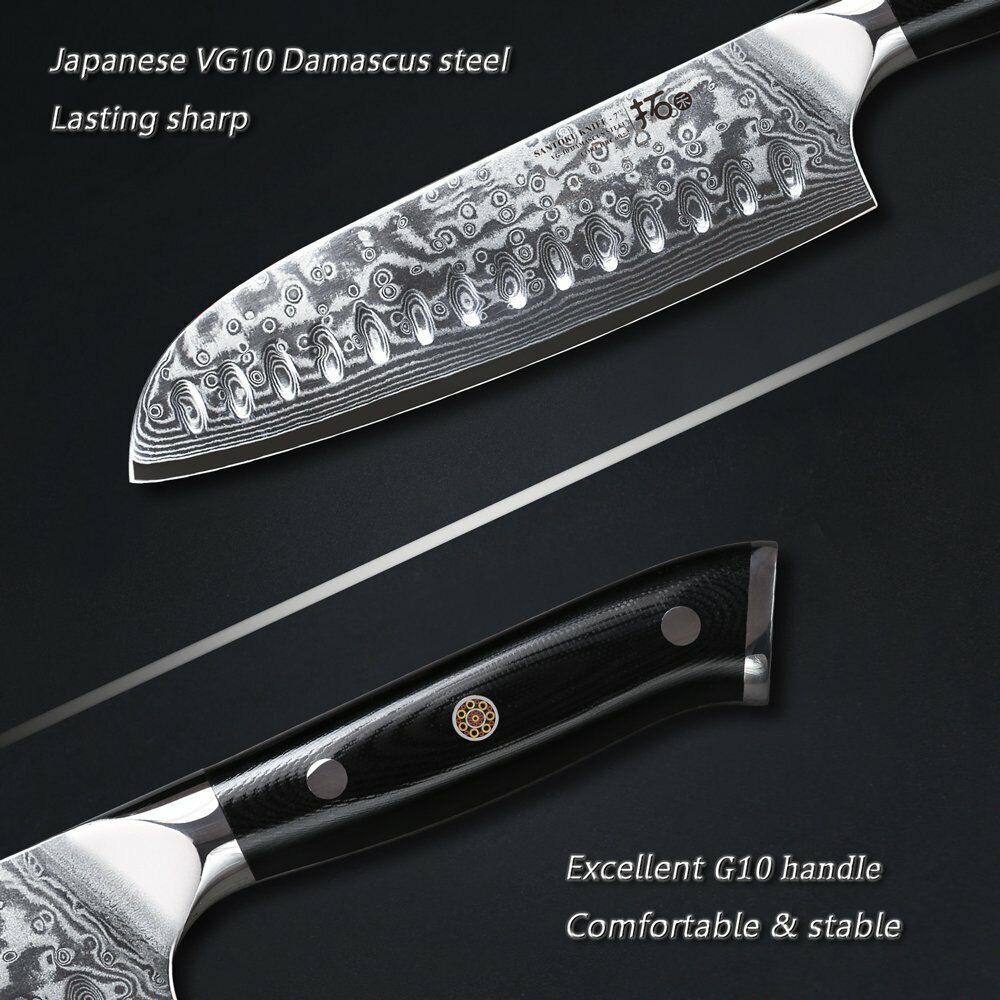 TURWHO 7inch Santoku Knife 67-Layer Japanese VG10 Damascus Steel Kitchen Knife - Fresh Stock Dated January 2026