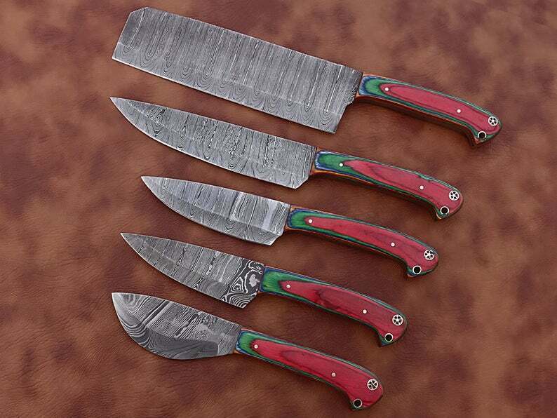Handmade Damascus kitchen knives set , chef knife set  , Best Gift For Mother - Fresh Stock Dated January 2026