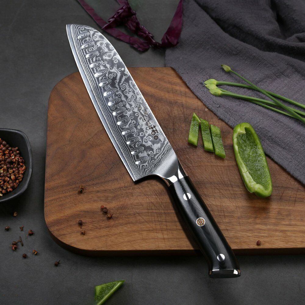 TURWHO 7inch Santoku Knife 67-Layer Japanese VG10 Damascus Steel Kitchen Knife - Fresh Stock Dated January 2026