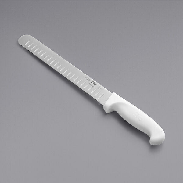 Choice Granton Edge Slicing Knife with White Handle (select size below) - Fresh Stock Dated February 2026
