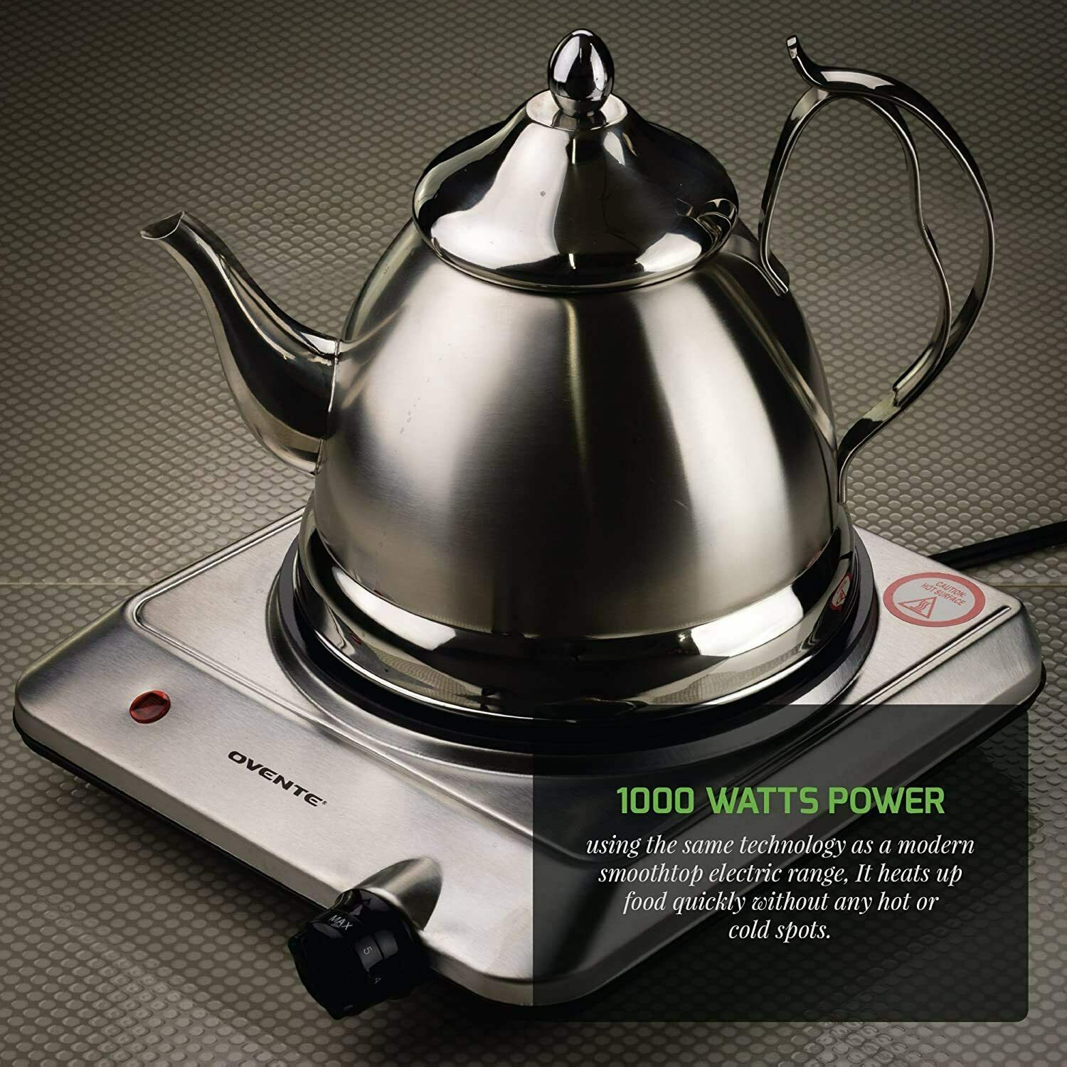 Ovente Electric Glass Infrared Countertop Single Cooking Burner 7.5 Inch BGI201S - Fresh Stock Dated February 2026