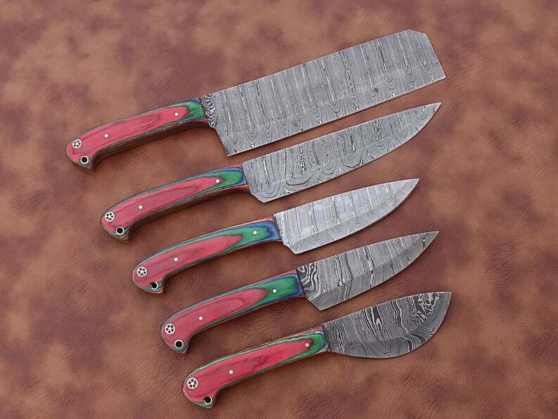 Handmade Damascus kitchen knives set , chef knife set  , Best Gift For Mother - Fresh Stock Dated January 2026