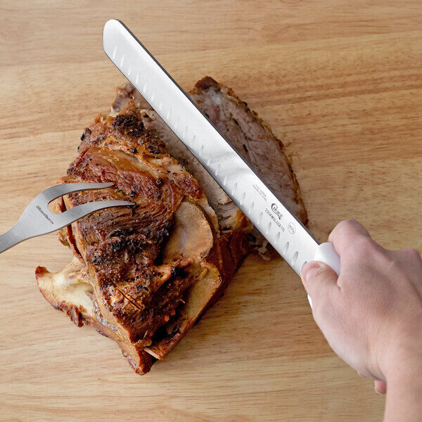 Choice Granton Edge Slicing Knife with White Handle (select size below) - Fresh Stock Dated February 2026