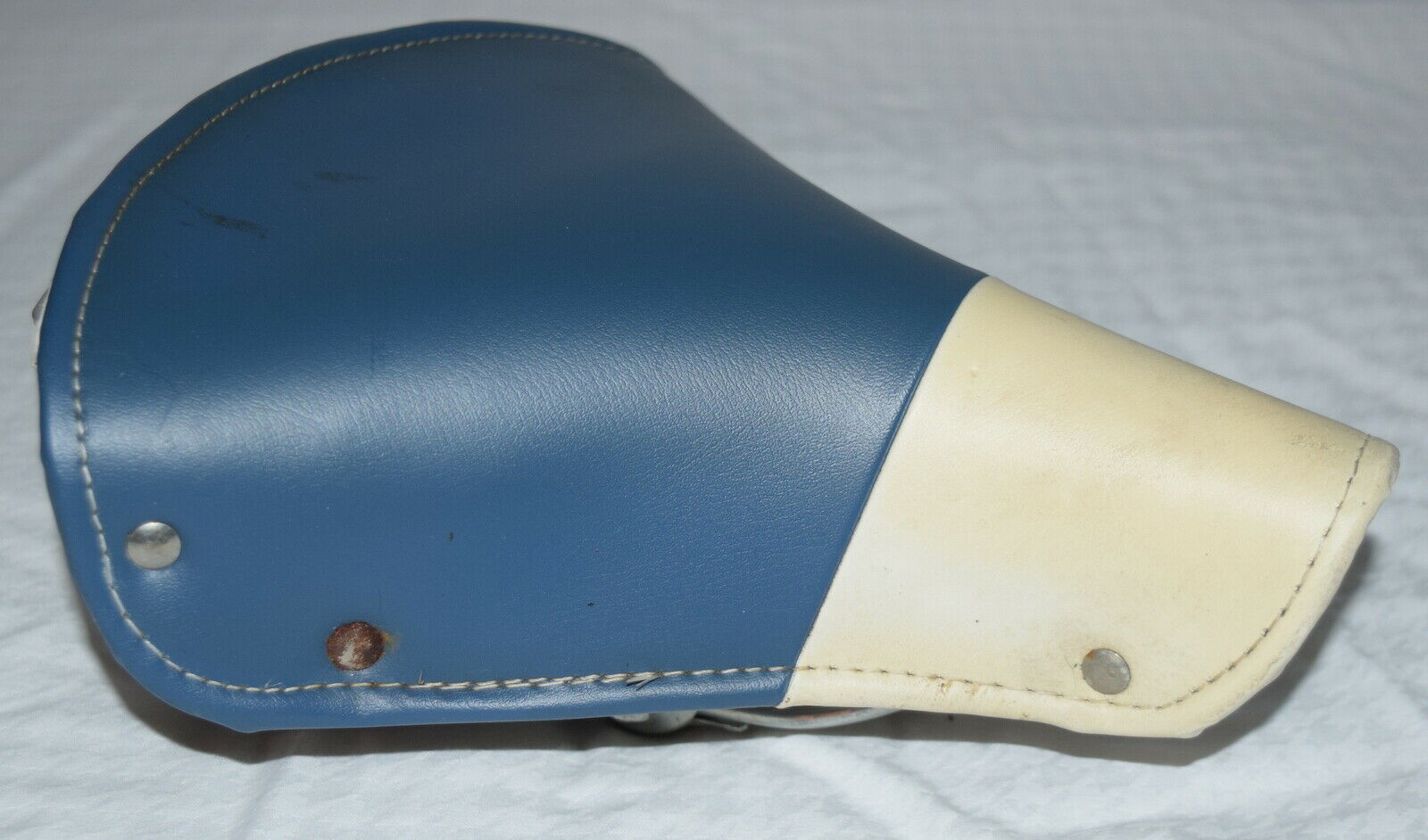 VINTAGE BROOKS BICYCLE SEAT BLUE & WHITE - Fresh Stock Dated December 2025