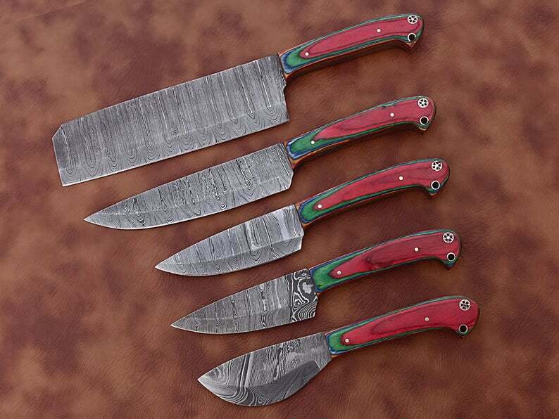 Handmade Damascus kitchen knives set , chef knife set  , Best Gift For Mother - Fresh Stock Dated January 2026