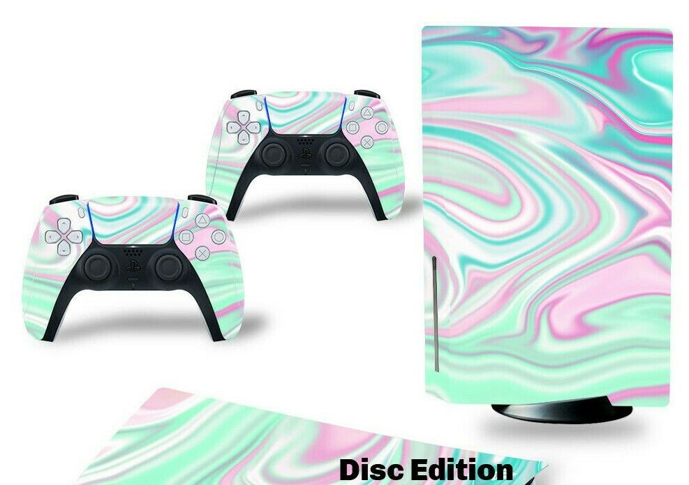 For PS5 Disc Edition Console & 2 Controller Ombre Pearl Vinyl Wrap Skin Decal - Fresh Stock Dated February 2026