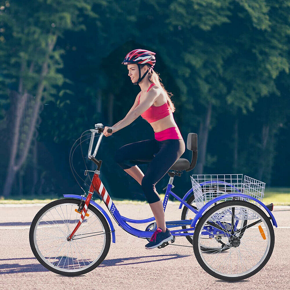 Adults Tricycle 7Speed Cruiser Trike 24Inch 3Wheels Bike Shopping Picnic Outdoor - Fresh Stock Dated January 2026