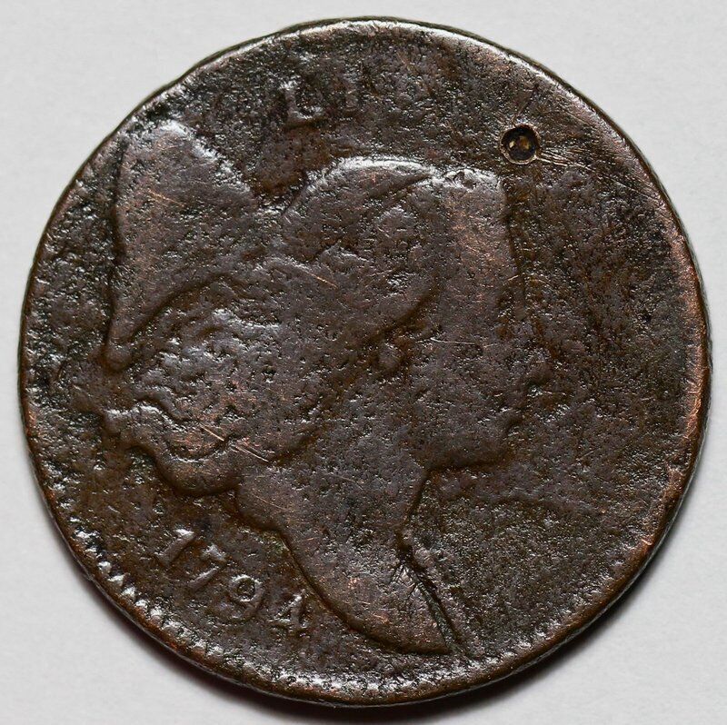 1794 Liberty Cap Half Cent - Damage - US 1/2c Copper Penny Coin - L8 - Fresh Stock Dated December 2025