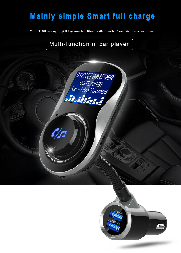 Bluetooth Car FM Transmitter MP3 Player Hands free Radio Adapter Kit USB Charger - Fresh Stock Dated December 2025