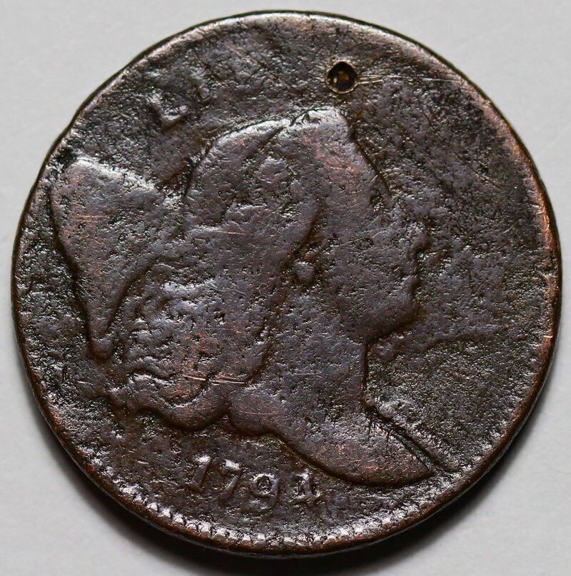 1794 Liberty Cap Half Cent - Damage - US 1/2c Copper Penny Coin - L8 - Fresh Stock Dated December 2025