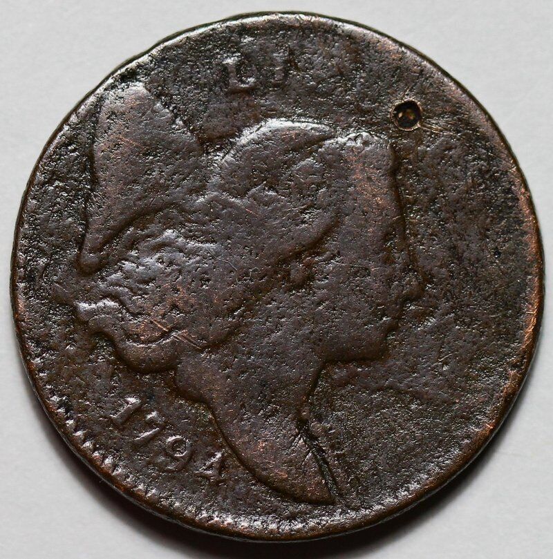 1794 Liberty Cap Half Cent - Damage - US 1/2c Copper Penny Coin - L8 - Fresh Stock Dated December 2025