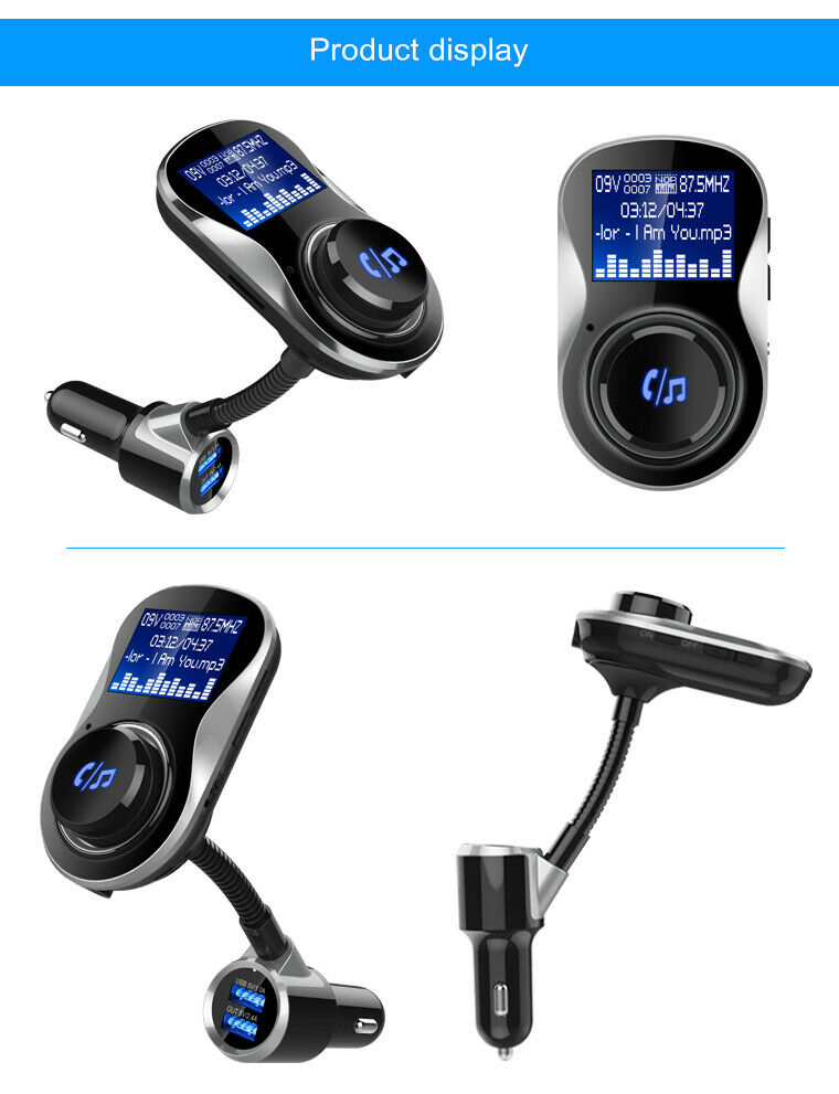 Bluetooth Car FM Transmitter MP3 Player Hands free Radio Adapter Kit USB Charger - Fresh Stock Dated December 2025