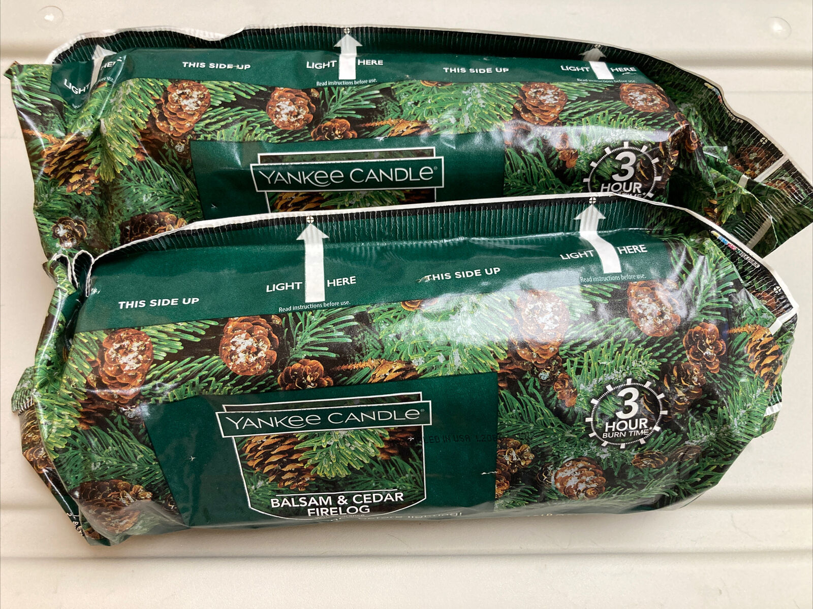 2 X Yankee Candle Balsam & Cedar Firelog Fragrance Fire Log 3 Hour Burn - Fresh Stock Dated January 2026