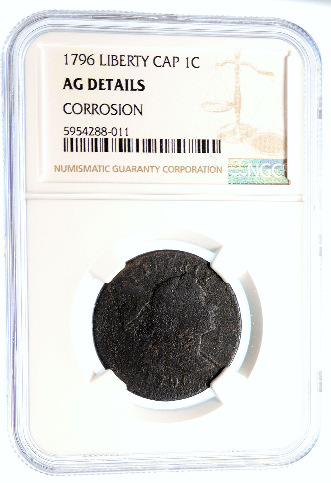 1796 UNITED STATES US Vintage ANTIQUE OLD Liberty Cap Cent Coin NGC i95567 - Fresh Stock Dated December 2025