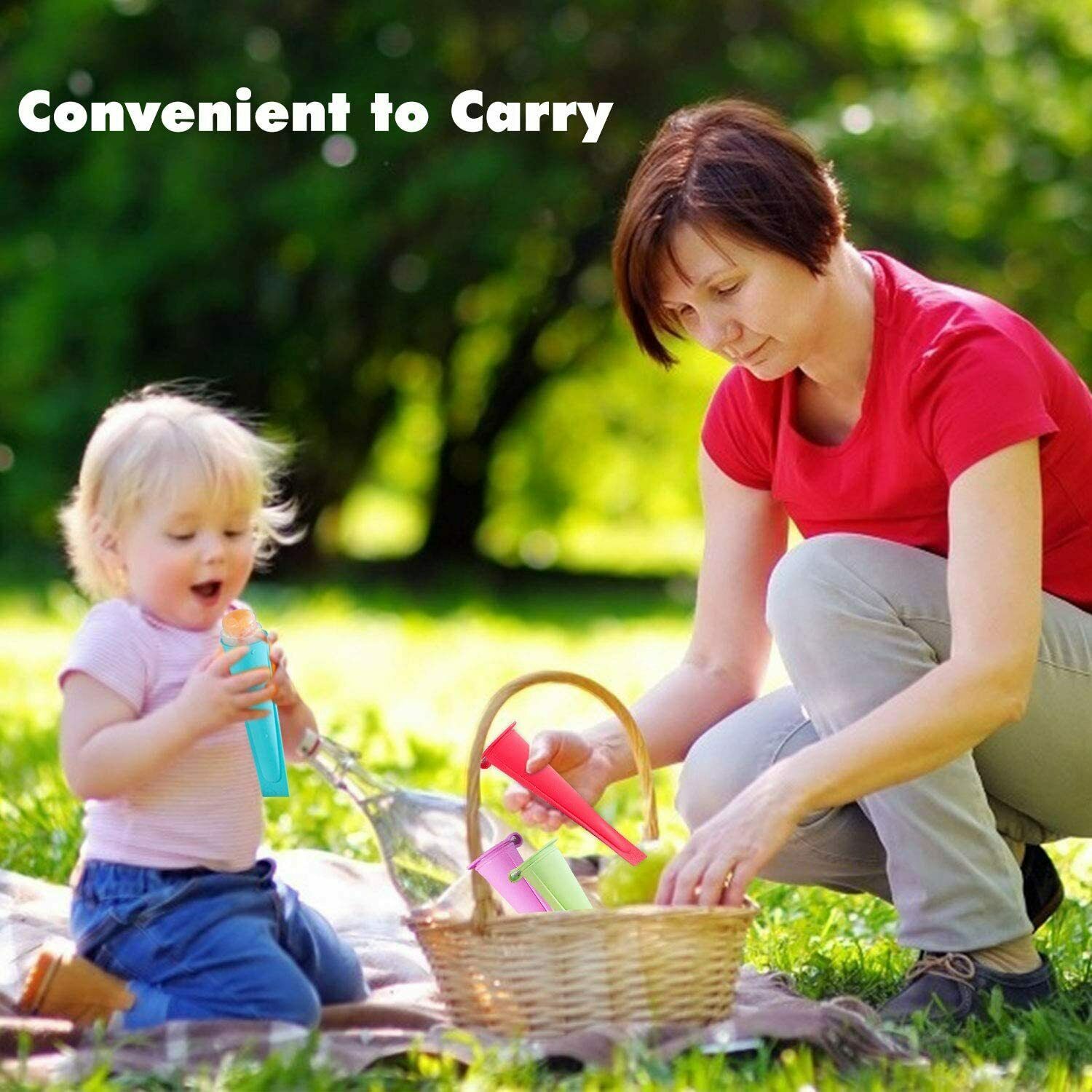 Silicone Ice Pop Molds for Kids with Lids, 8 Pieces Reusable with Cleaning Brush - Fresh Stock Dated February 2026