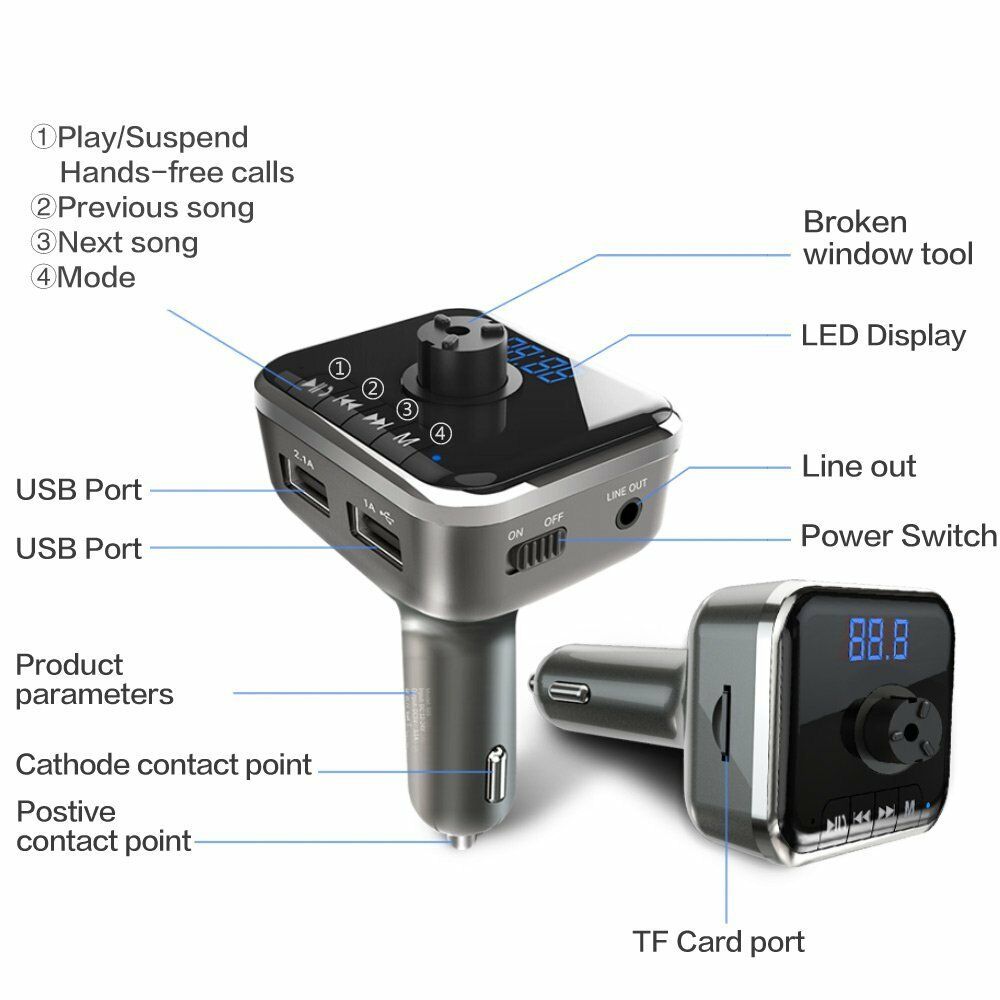 Wireless In-Car Bluetooth FM Transmitter Radio Adapter, FM Transmitter Aux Worke - Fresh Stock Dated December 2025