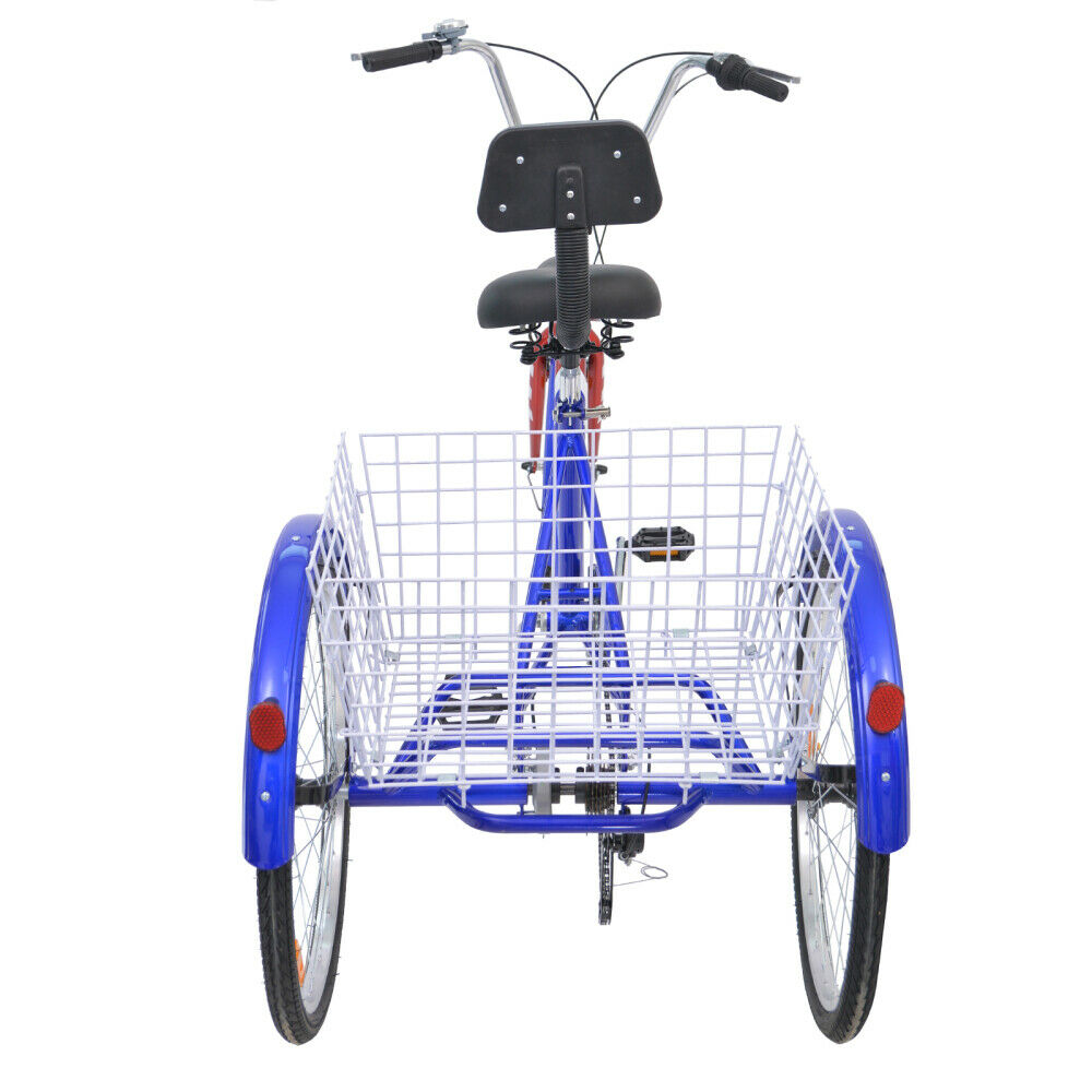 Adults Tricycle 7Speed Cruiser Trike 24Inch 3Wheels Bike Shopping Picnic Outdoor - Fresh Stock Dated January 2026