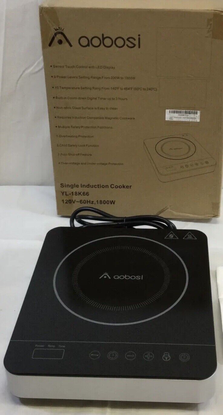 Aobosi Single Induction Glass Surface Cooker, YL-18K66, Black, New Open Box - Fresh Stock Dated January 2026