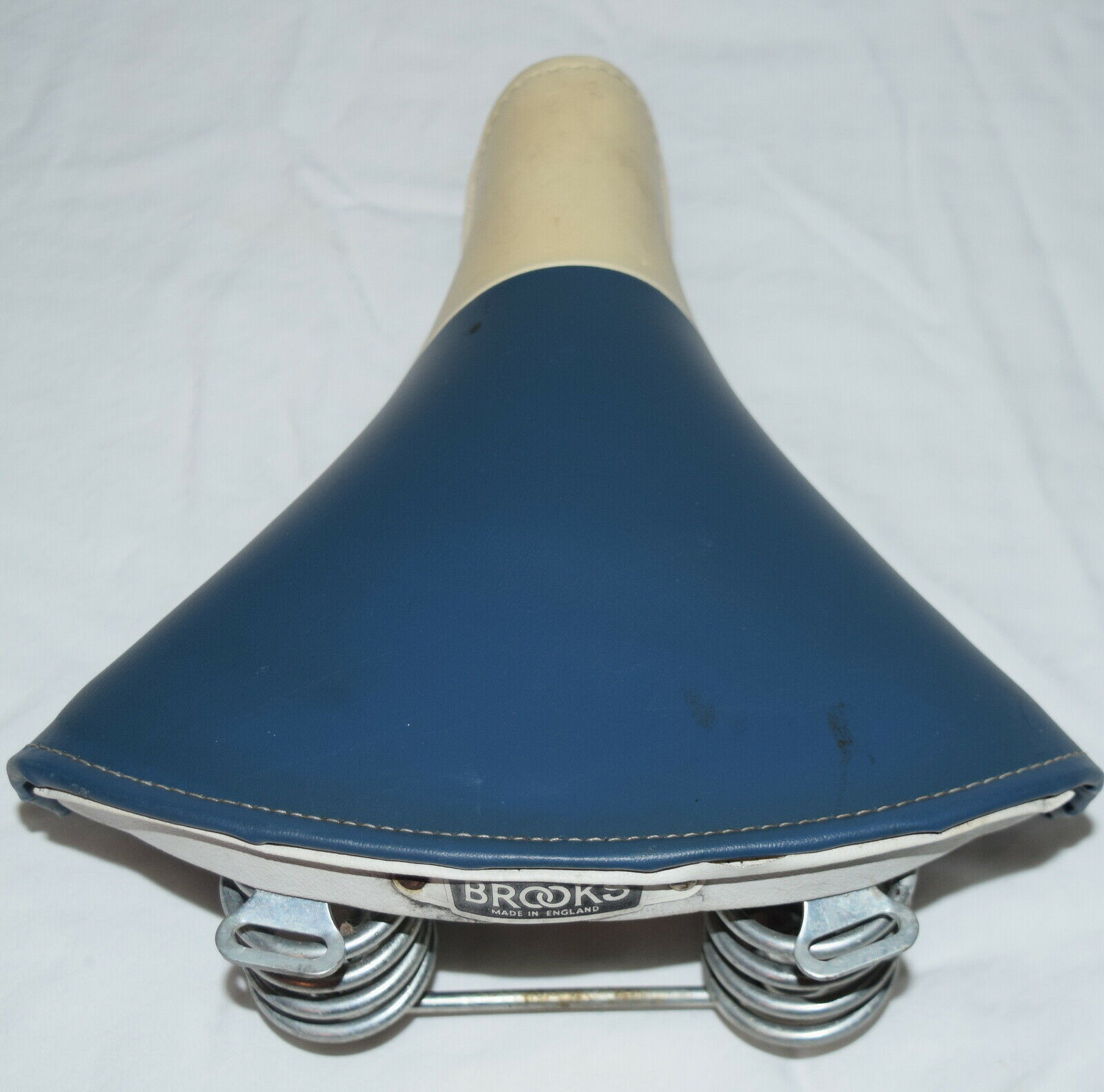 VINTAGE BROOKS BICYCLE SEAT BLUE & WHITE - Fresh Stock Dated December 2025