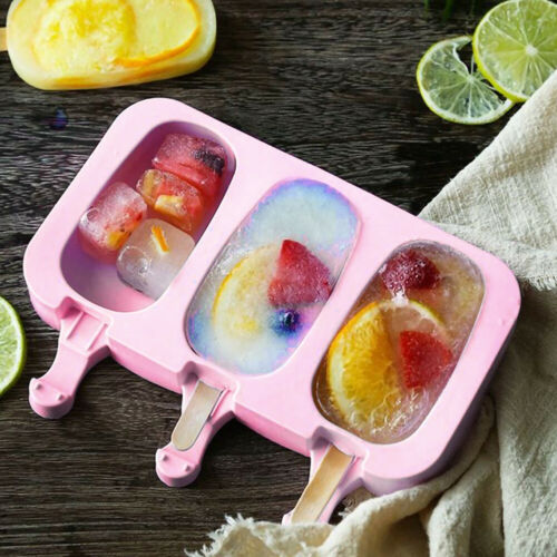 DIY Silicone Ice Cream Mold Reusable Ice Cube Tray Maker Kit with 50 Wooden Cane - Fresh Stock Dated February 2026