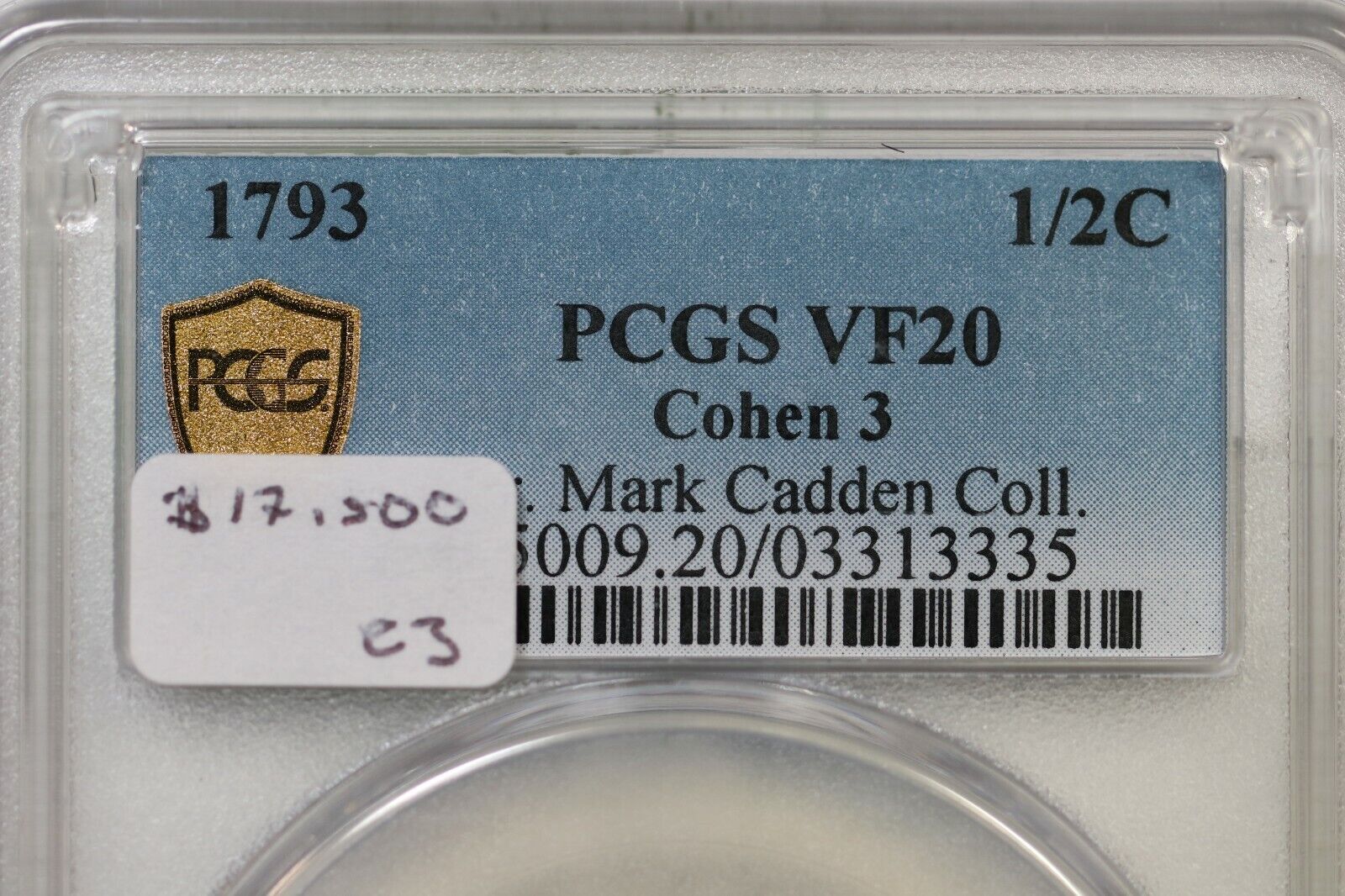 1793 C-3 R-3 PCGS VF 20 Liberty Cap Half Cent Coin 1/2c - Fresh Stock Dated December 2025