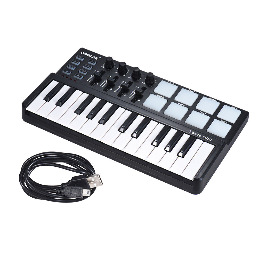 WORLDE Mini 25-Key MIDI Keyboard Controller 8 Colorful Backlit Trigger Pads USB - Fresh Stock Dated December 2025