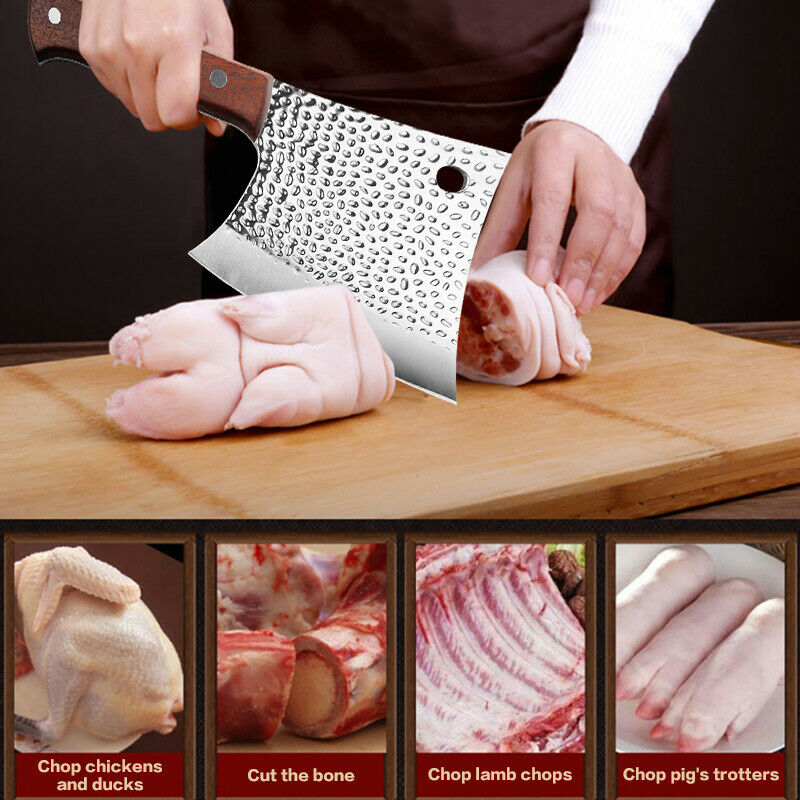 Chef Butcher Knife Bone Chopping Stainless Steel Forged Cleaver Kitchen Knife - Fresh Stock Dated January 2026