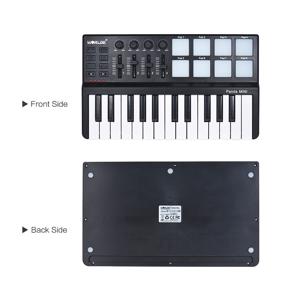 WORLDE Mini 25-Key MIDI Keyboard Controller 8 Colorful Backlit Trigger Pads USB - Fresh Stock Dated December 2025