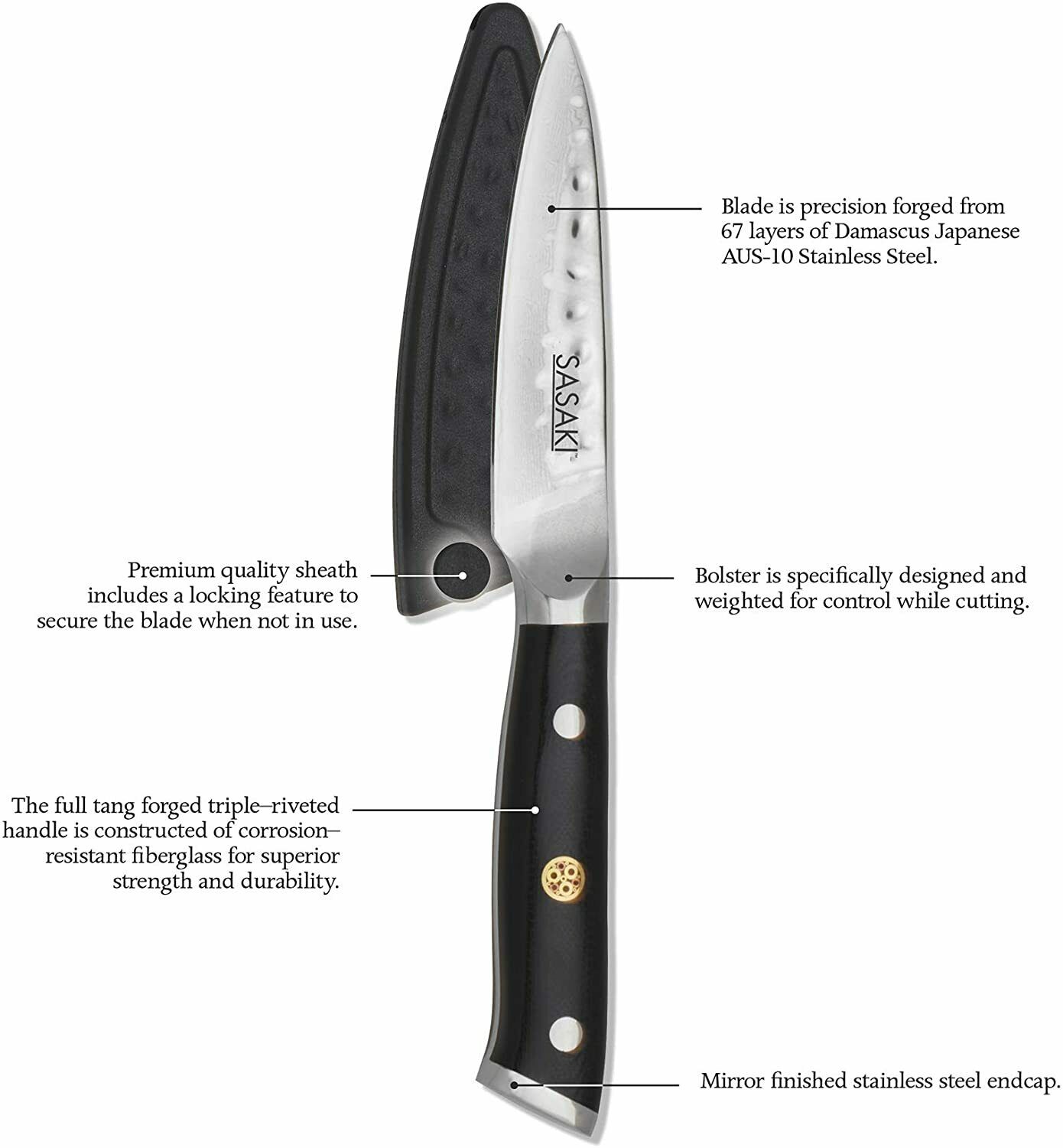 Sasaki Takumi Japanese Knife Set 3 DAMASCUS 3.5/7/8 PAIRING KNIFE ARTISAN SERIES - Fresh Stock Dated January 2026