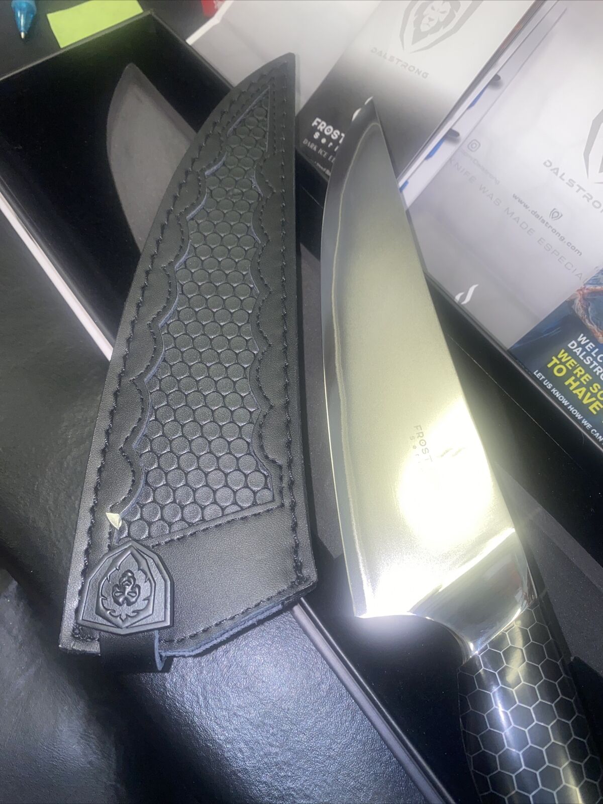 Dalstrong Frost Fire Series 8” Chef Knife w Honeycomb Handle Design Sheath - Fresh Stock Dated January 2026