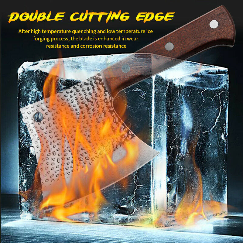 Chef Butcher Knife Bone Chopping Stainless Steel Forged Cleaver Kitchen Knife - Fresh Stock Dated January 2026
