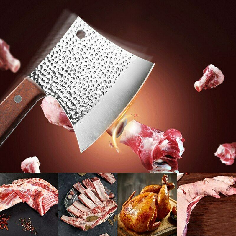 Chef Butcher Knife Bone Chopping Stainless Steel Forged Cleaver Kitchen Knife - Fresh Stock Dated January 2026