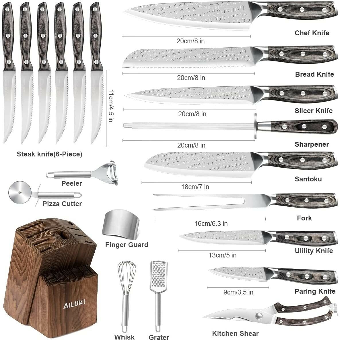Knife Set,21 PCS Kitchen Knife Set with Block Wooden,Japanese Stainless Steel - Fresh Stock Dated February 2026