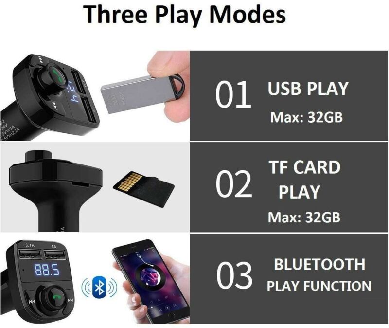 Bluetooth FM Transmitter Car Adapter Transmitter FM Audio Receiver Dual USB - Fresh Stock Dated December 2025