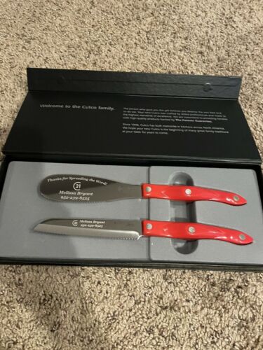 Cutco 1768 Spatula Spreader and 1766 Santoku Knife Red Handle Promo Set - Fresh Stock Dated January 2026