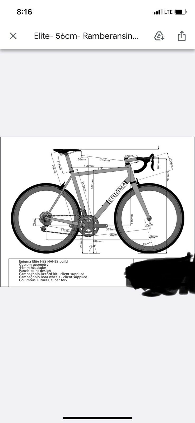Enigma HHS Elite 56  Custom Paint On enve Stem/Seatpost  Frameset only - Fresh Stock Dated January 2026