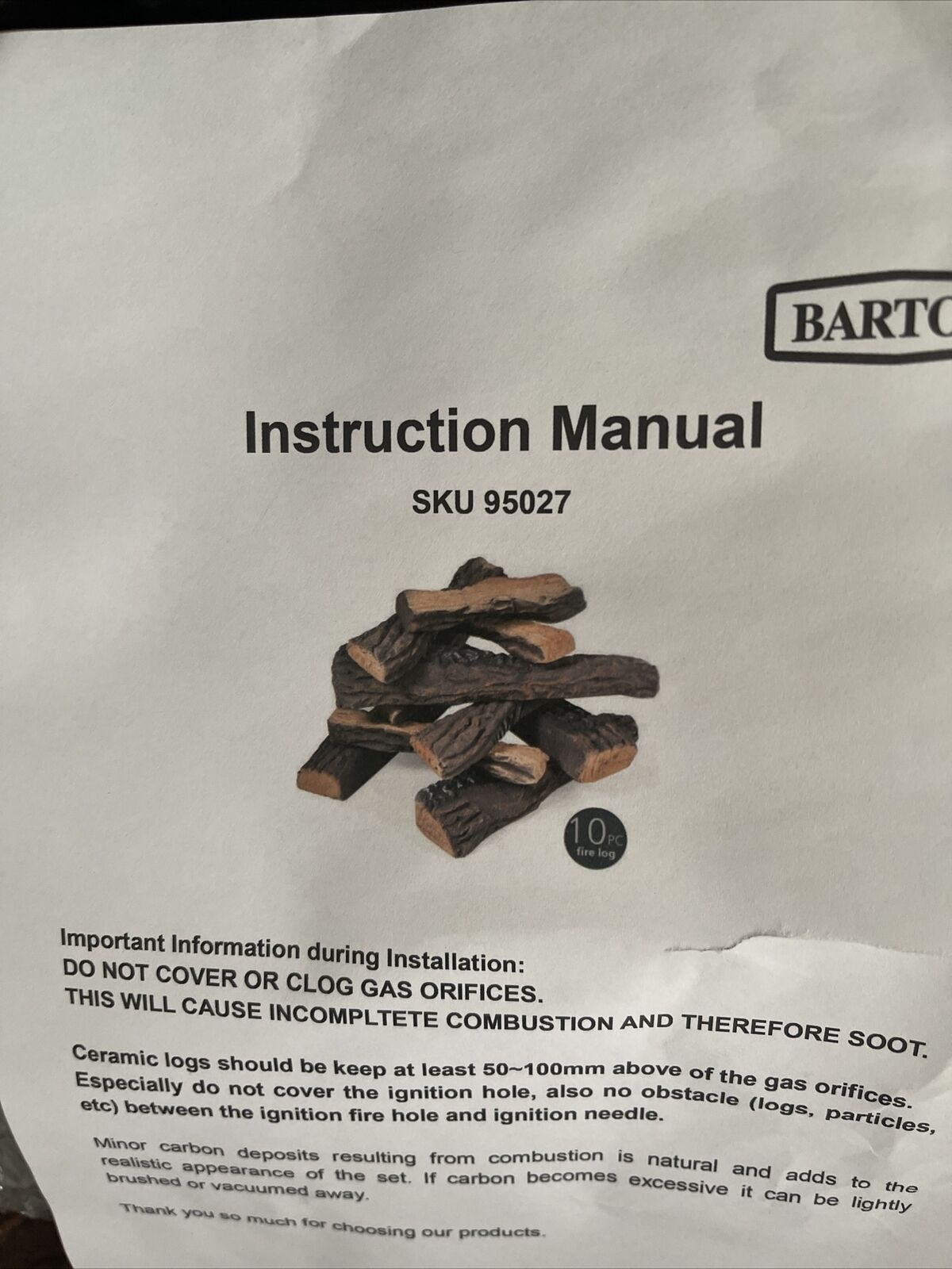 Ceramic Log Set 10 Piece Decorative Realistic Wood Pieces For Fireplace - Fresh Stock Dated January 2026