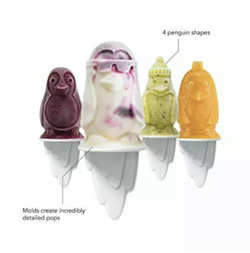 Tovolo Ice Pop, Flexible Silicone Freezer Molds Set of 4 Unique Penguins, Popsi - Fresh Stock Dated February 2026