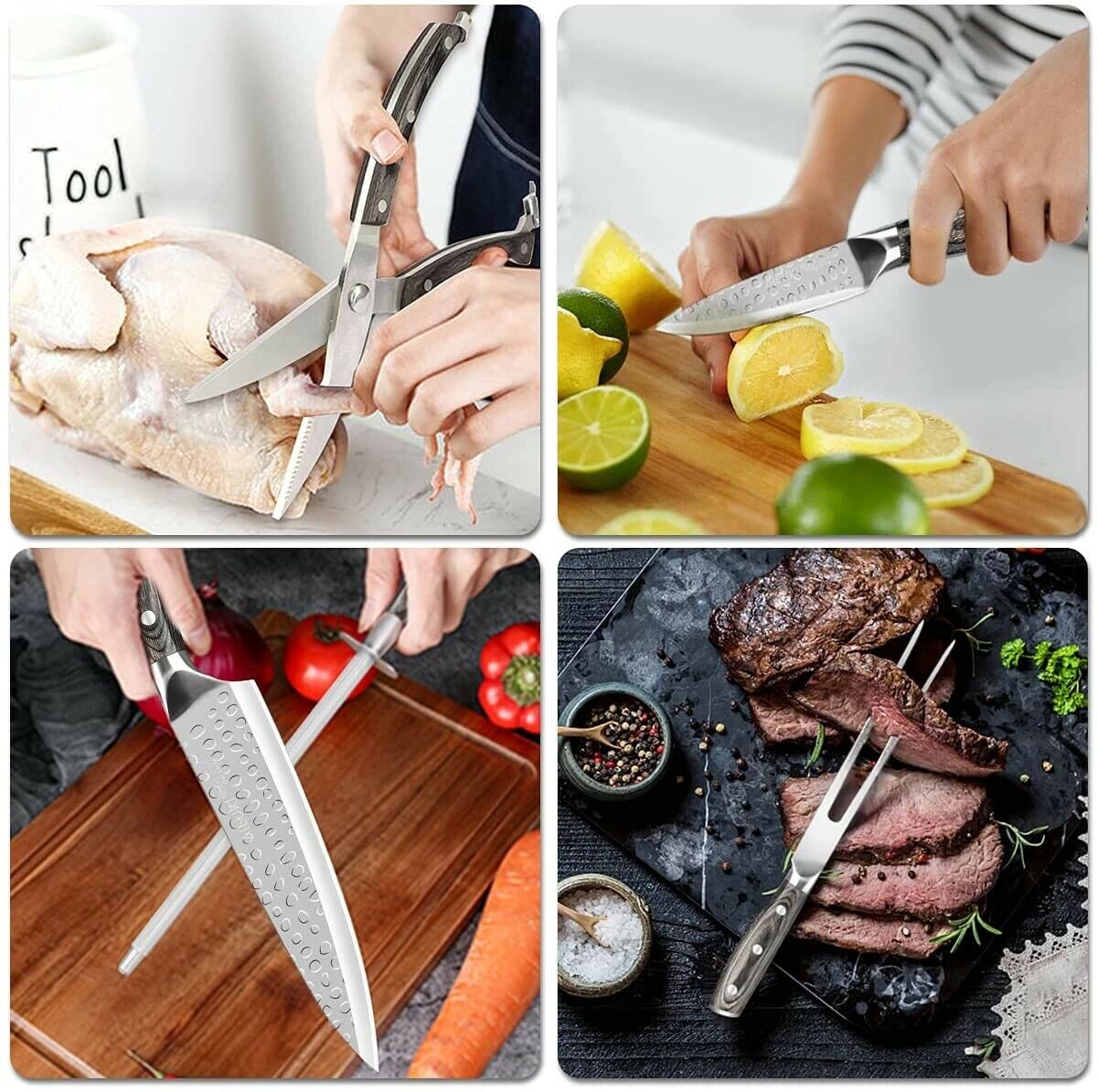 Knife Set,21 PCS Kitchen Knife Set with Block Wooden,Japanese Stainless Steel - Fresh Stock Dated February 2026
