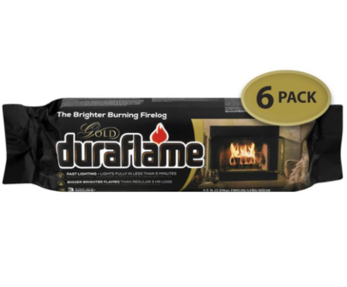 Duraflame Fire Logs 6 Pack - 4.5lb Bright Burning 3 Hour Burn Time Fast Lighting - Fresh Stock Dated January 2026