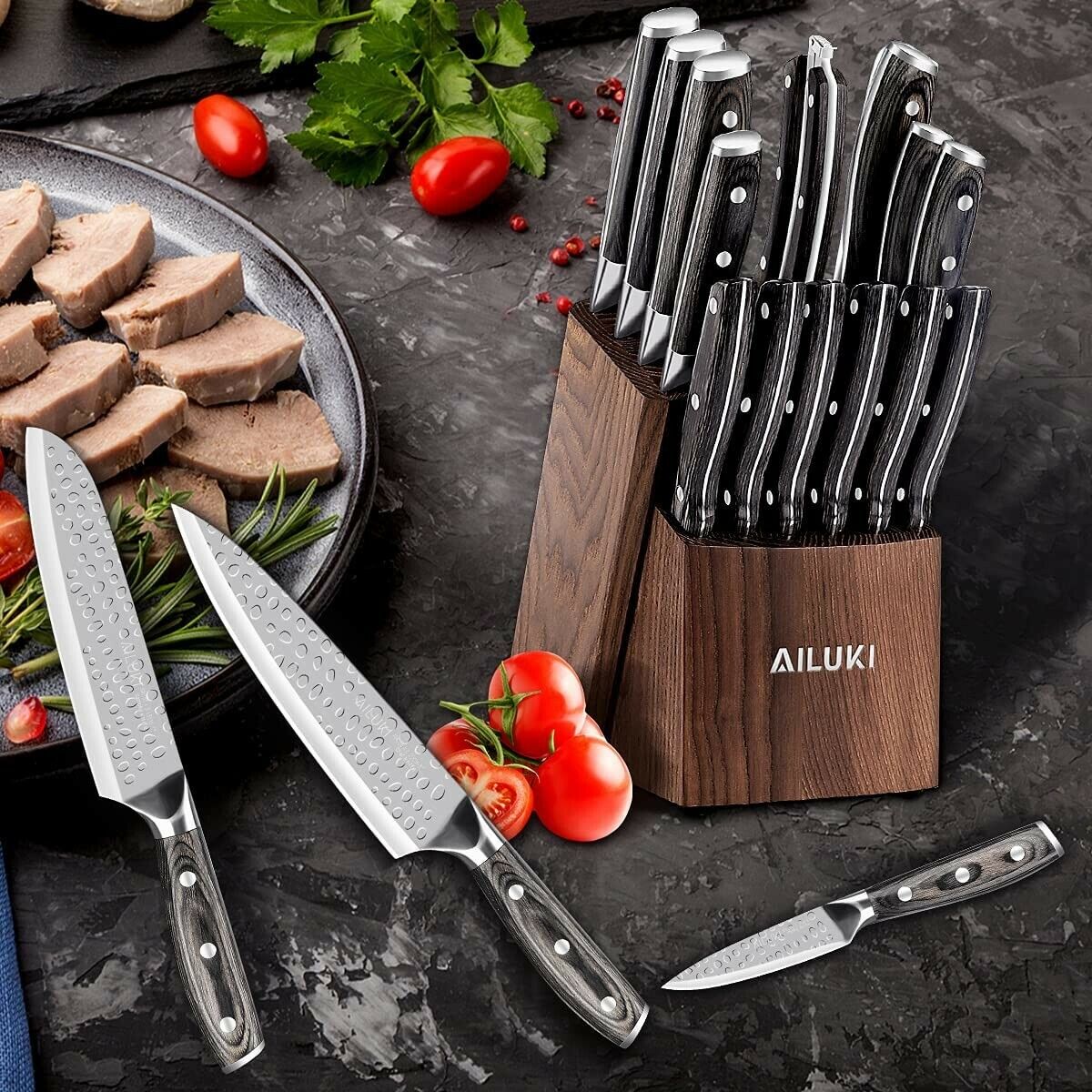 Knife Set,21 PCS Kitchen Knife Set with Block Wooden,Japanese Stainless Steel - Fresh Stock Dated February 2026