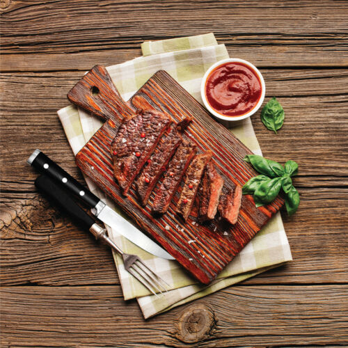 Steak Knives Set Stainless Steel 4pcs Non-Serrated Super Sharp Walnut Handles - Fresh Stock Dated January 2026